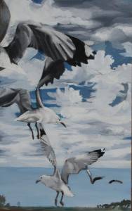 Sea Point Gulls Acrylic On Board 40 X 26cm R1000